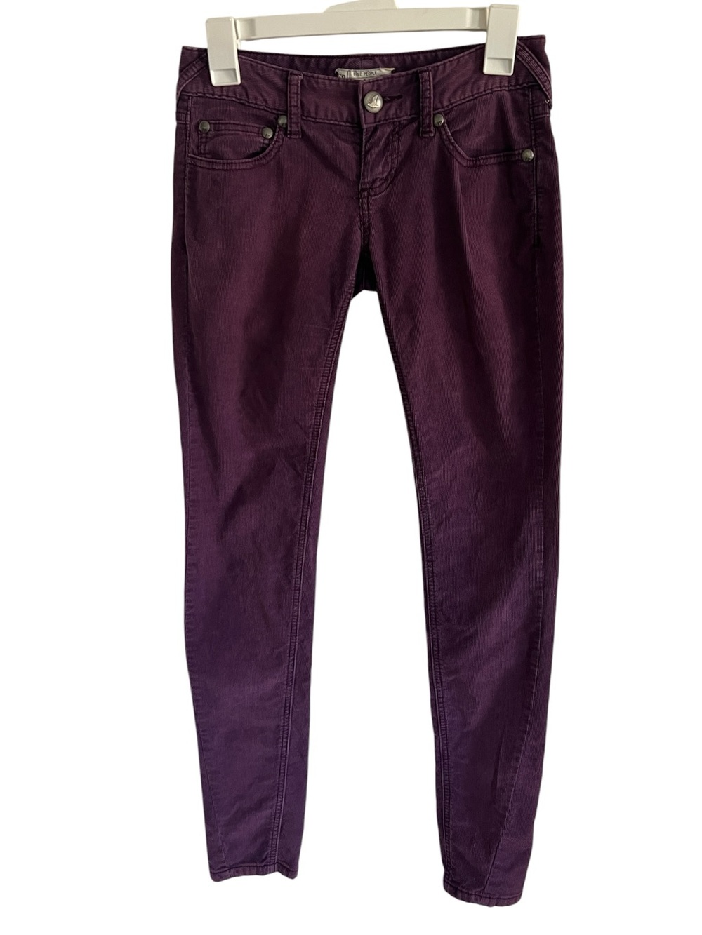 Free People Plum Corduroy Skinny Jeans Pants W25 Stretch
